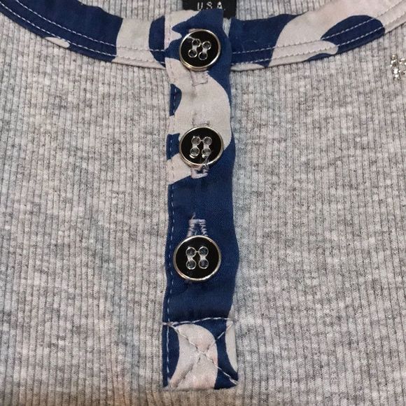 BEBE Silk Trim Heathered Gray Rhinestone Logo Tank - Picture 5 of 8